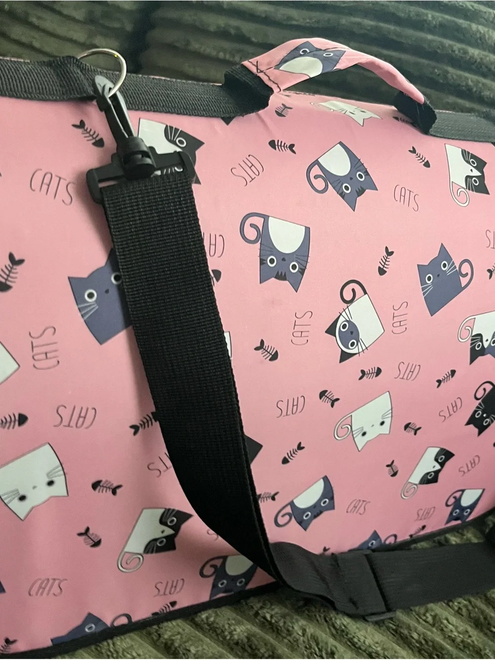 Portable Pink Cat-Print Pet Carrier Tote - Soft-Sided Travel Carrier